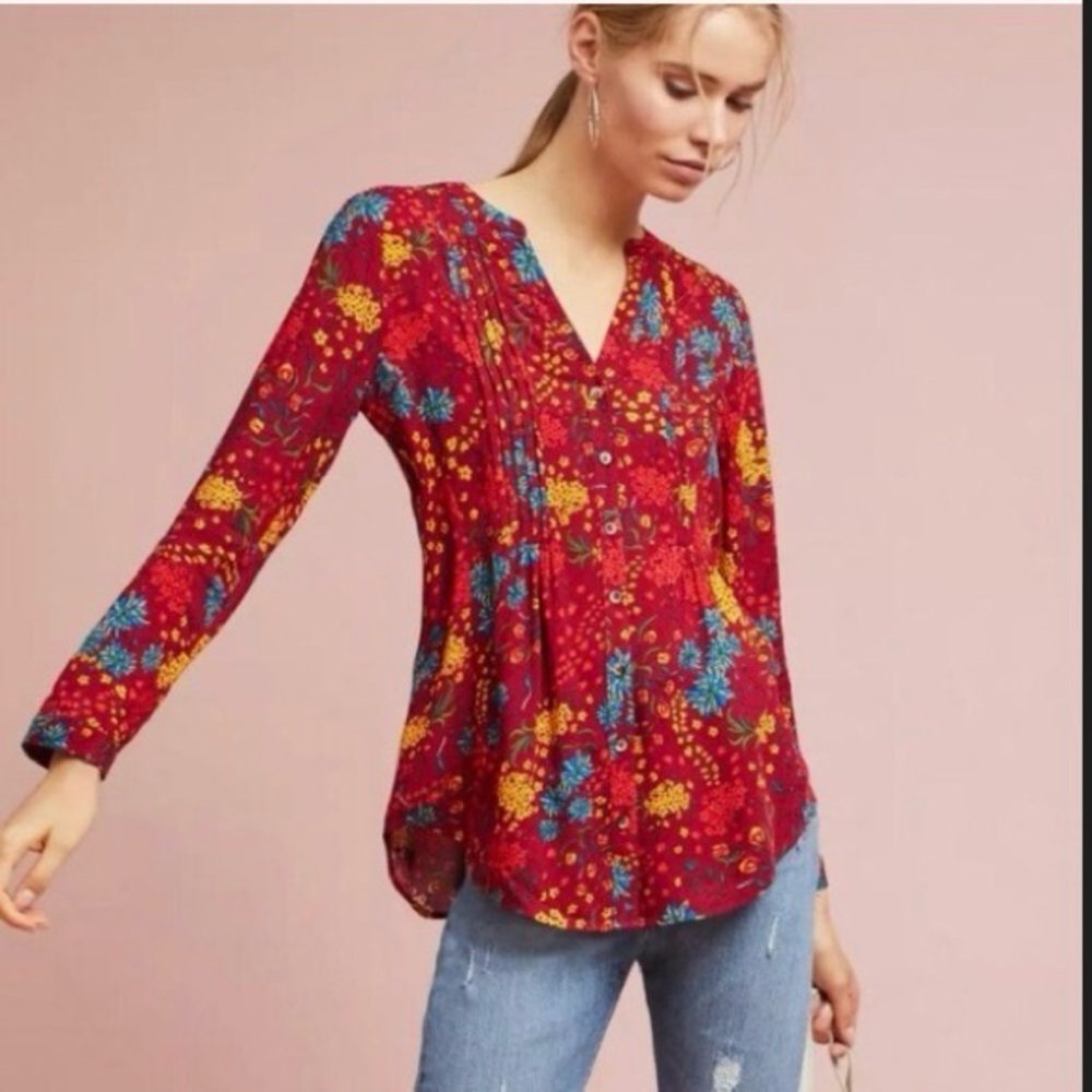Women’s Mauve by Anthropolie shirt button up shirt.  Size XS Floral Print